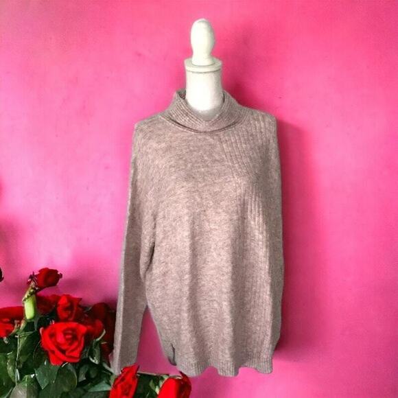 Como Vintage Women’s XL Pink Ribbed Knit Mock Neck Stretch Sweater NWT - Picture 3 of 14